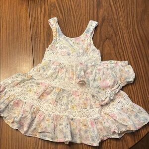 Tommy Bahama Pink and Blue Ruffled Smocked Sundress